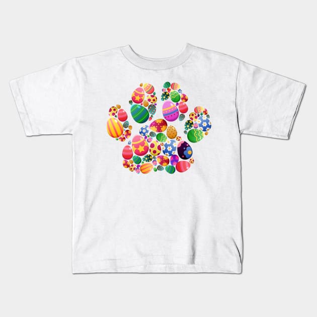 Cute Dog Paw, Easter Colorful Egg, Easter Dog, Cat Lover Kids T-Shirt by artbyhintze